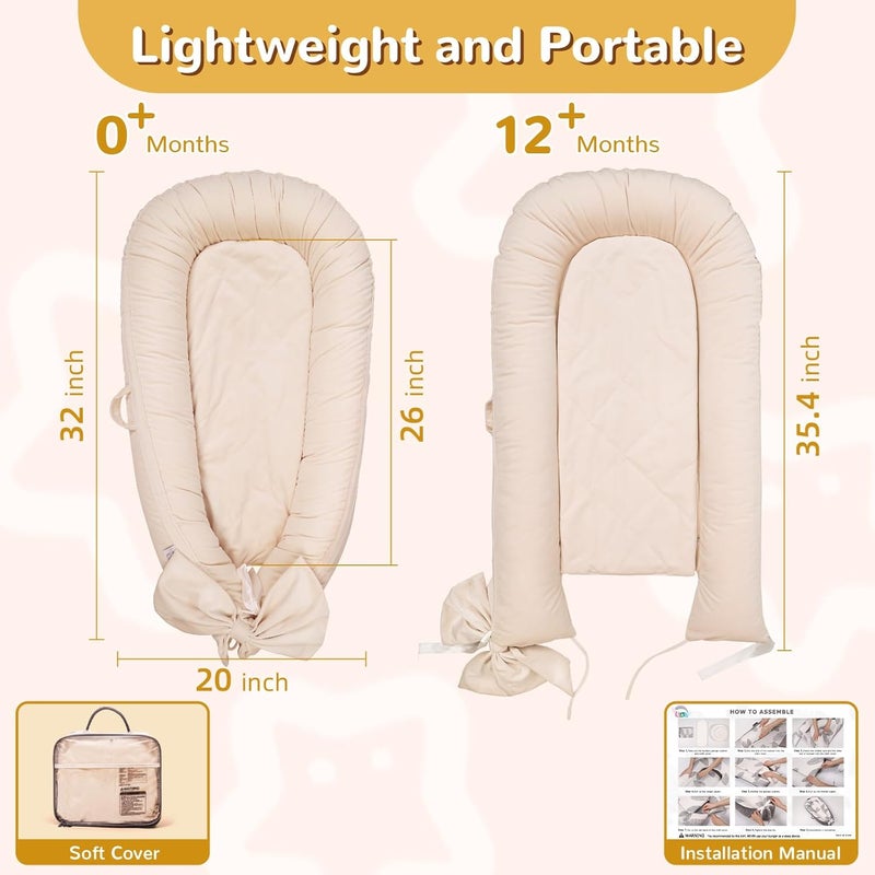 EAQ Baby Lounger, Infant Lounger for Newborn,Portable Baby Nest Cover Breathable & Soft, Newborn Essentials - Image 5